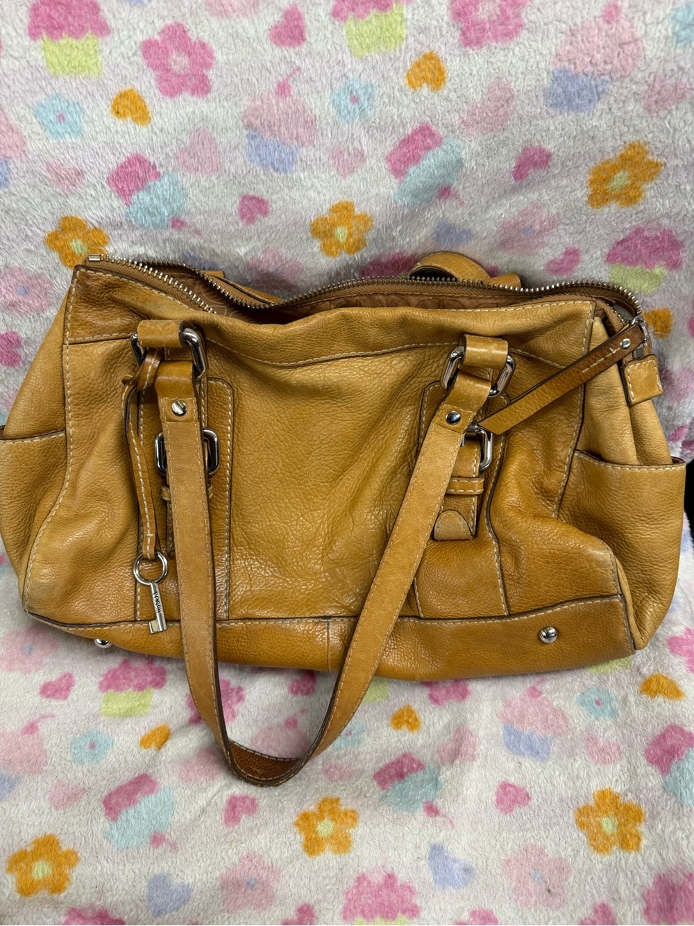Fossil Vintage Maddox Mustard Tan Leather Shoulder Bag